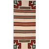 Image 1 : A NAVAJO RUG, mid 20th Century, white field with vertical lines in red , turquoise and grey with...
