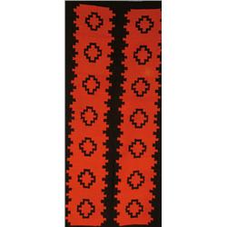 A NAVAJO RUG, mid 20th Century, two stepped horizontal bands with squash flower motif woven in re...