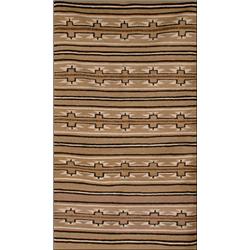 NAVAJO RUG, mid 20th Century, horizontal bands and stylized flowerheads in black and white on a b...
