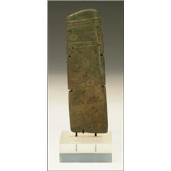 Two Guerrero Style Hardstone Figures, of spatula form, with crossed arms, with incised and dril...
