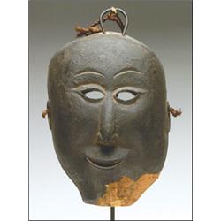 Wood Hill Tribe Mask, with pursed lips, pierced eyes and aquiline nose, with embedded hanger an...