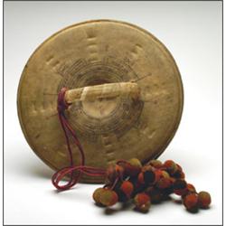 Fine Borana/Sakuya Hide Dance Shield, the obverse with finely punched concentric banding around...