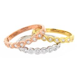 14KT Tri Color Gold 0.60ctw Diamond Ring Set