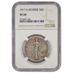 1917-D Reverse Mintmark Walking Liberty Half Dollar NGC VF20