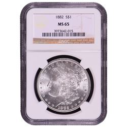 1882 $1 Morgan Silver Dollar Coin NGC MS65