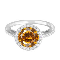 14KT White Gold 2.75ct Citrine and Diamond Ring