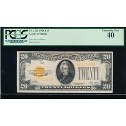 1928 $20 Gold Certificate PCGS 40