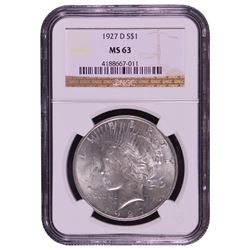 1927-D $1 Peace Silver Dollar Coin NGC MS63