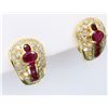 Image 4 : 18KT Yellow Gold Ruby and Diamond Earrings