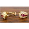 Image 7 : 18KT Yellow Gold Ruby and Diamond Earrings