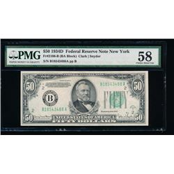 1934D $50 New York Federal Reserve Note PMG 58