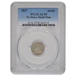 1837 Half Dime PCGS AU55 No Stars Small Date