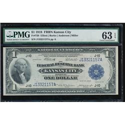 1918 $1 Kansas City Federal Reserve Bank Note PMG 63EPQ