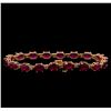 Image 2 : 14KT Rose Gold 17.82 ctw Ruby and Diamond Bracelet