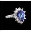 14KT White Gold 3.05 ctw Tanzanite and Diamond Ring