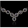 14KT White Gold 30.71 ctw Sapphire and Diamond Necklace