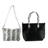 Black and Silver Textured Classic Handbag
