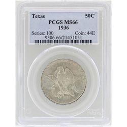 1936 Texas Commemorative Half Dollar Coin PCGS MS66