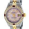 Rolex Ladies 2 Tone 14K Ice Pink Diamond & Ruby Datejust Wristwatch