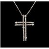 14KT White Gold 0.93 ctw Diamond Cross Pendant With Chain