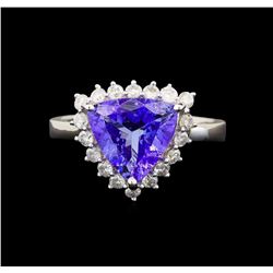 14KT White Gold 3.02 ct Tanzanite and Diamond Ring