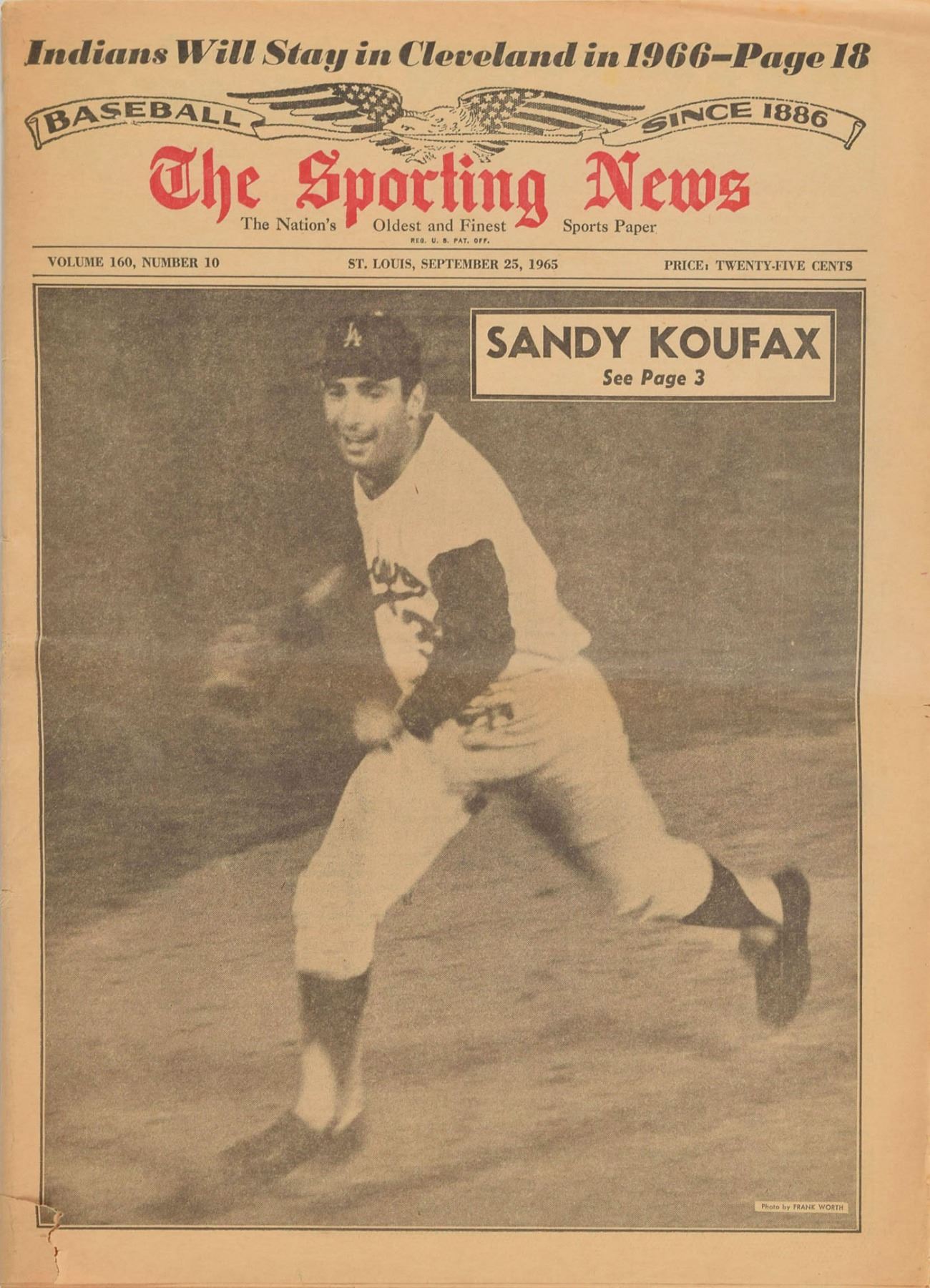 1965 Sporting News Sandy Koufax Perfect Game