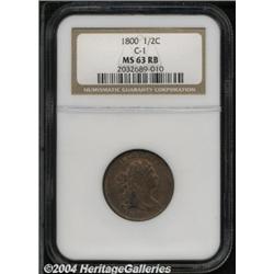 1800[1/2 C] MS63 Red and Brown NGC.