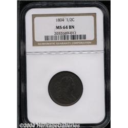 1804[1/2 C] Crosslet 4, Stems MS64 Brown NGC.