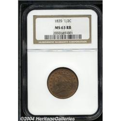 1835[1/2 C] MS63 Red and Brown NGC.