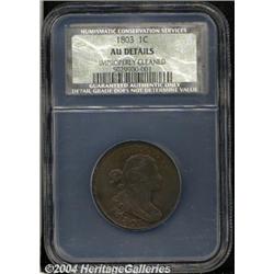 1803[1C] Small Date, Small Fraction AU50 Details, Improperly Cleaned, NCS.