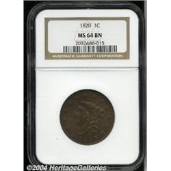 1820[1C] Large Date MS64 Brown NGC.