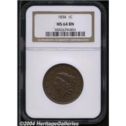 1834[1C] Small 8, Large Stars, Medium Letters MS64 Brown NGC.