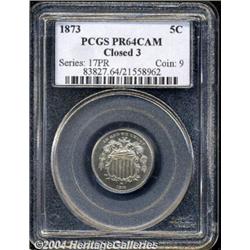 1873[5C] Closed 3 PR64 Cameo PCGS.