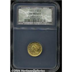 1845-D[$2 1/2] AU50 Details, Altered Surface, NCS.