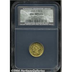 1848-D[$2 1/2] Unc Details, Harshly Cleaned, NCS.