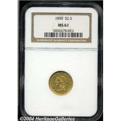 1850[$2 1/2] MS61 NGC.