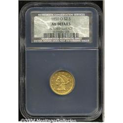 1850-O[$2 1/2] AU50 Details, Altered Surface, NCS.