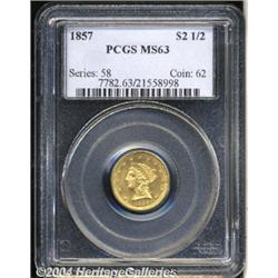 1857[$2 1/2] MS63 PCGS.