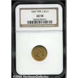 1860[$2 1/2] New Reverse, Type Two AU58 NGC.