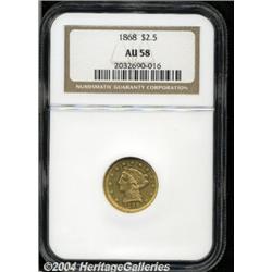 1868[$2 1/2] AU58 NGC.