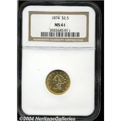 1874[$2 1/2] MS61 NGC.