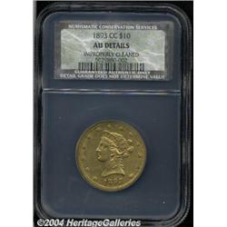 1893-CC[$10] AU50 Details, Improperly Cleaned, NCS.