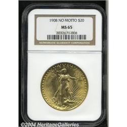 1908[$20] No Motto MS65 NGC.