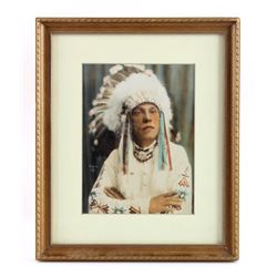 Chief Eagle Feathers Hand Tinted Photograph