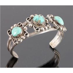 Navajo Sterling Silver and Turquoise Cuff
