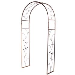 Wrought Iron Ivy and Birds Arched Arbor