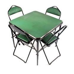 Mid-Century Folding Table and Chairs