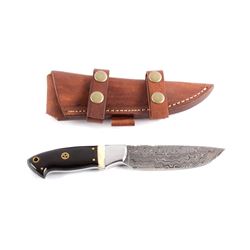 CFK Damascus & Buffalo Horn Knife Vine File Work