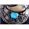 Image 5 : Navajo Sterling Silver Turquoise Claw Bolo Tie