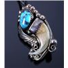 Image 8 : Navajo Sterling Silver Turquoise Claw Bolo Tie